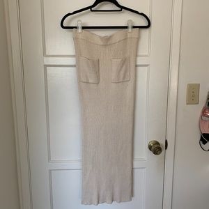 Zara Cream Knit Midi Pencil Skirt